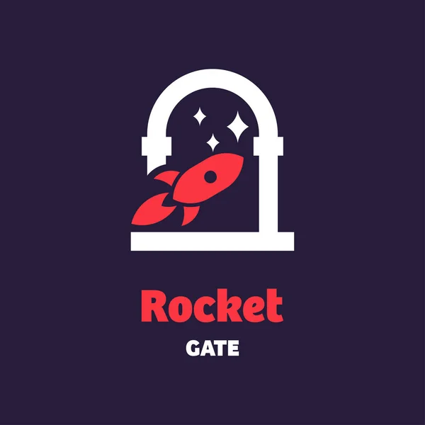 Rakete Mit Tor Logo Design Vektor Symbol Symbol Illustration Kreative — Stockvektor
