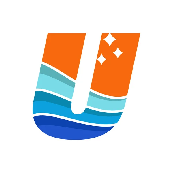 Alfabet Logo Ontwerp Vector Template Illustratie Met Golf — Stockvector