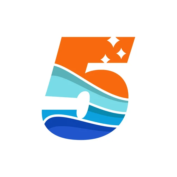 Numeriek Logo Ontwerp Vector Template Illustratie Met Golf — Stockvector