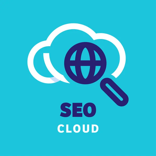 Bulut logosu tasarımı vektör grafik simgesi simgesi ile SEO simgesi yaratıcı fikir