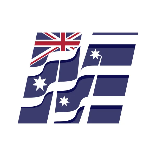 Diseño Del Logotipo Bandera Australiana Vector Ilustración Forma Letra Estilo — Archivo Imágenes Vectoriales