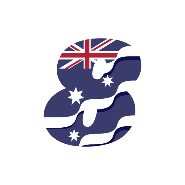 Desenho Logotipo Bandeira Australiana Modelo Vetor Ilustração Com Número —  Vetores de Stock