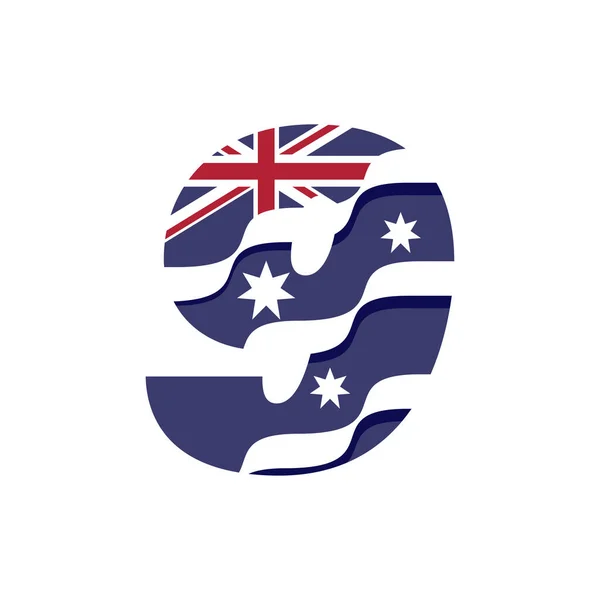 澳大利亚国旗标志设计矢量模板说明与编号9 — 图库矢量图片