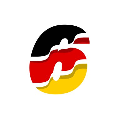 6 numaralı işaret simgesi tasarım vektör çizimi Alman bayrağı şeklinde. Dalga biçimi