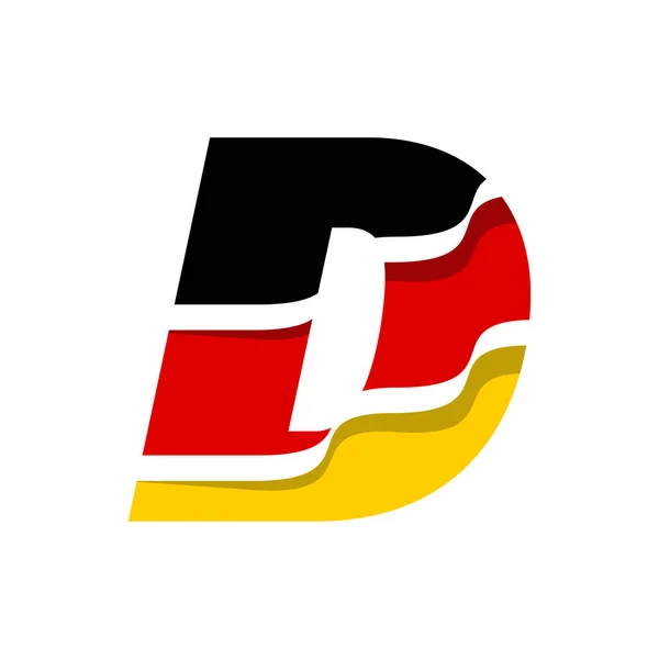 ドイツ語の旗の形をした文字Dの記号アイコンのデザインベクトルイラスト — ストックベクタ