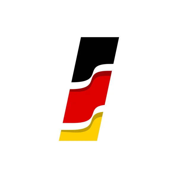 Buchstabe Ich Unterschreibe Icon Design Vektor Illustration Deutscher Flaggenform Wellenstil — Stockvektor