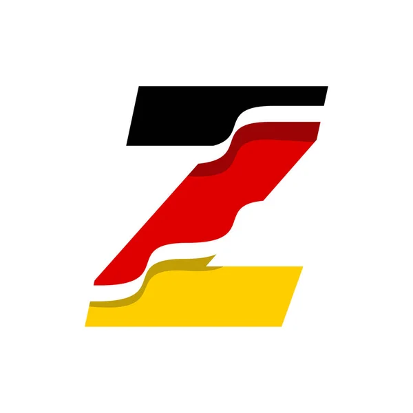 ドイツ語の旗の形をした文字Zの記号アイコンのデザインベクトルイラスト — ストックベクタ