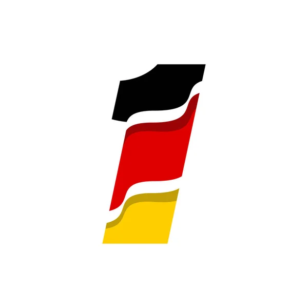 Nummer Zeichen Icon Design Vektor Illustration Deutscher Flaggenform Wellenstil — Stockvektor