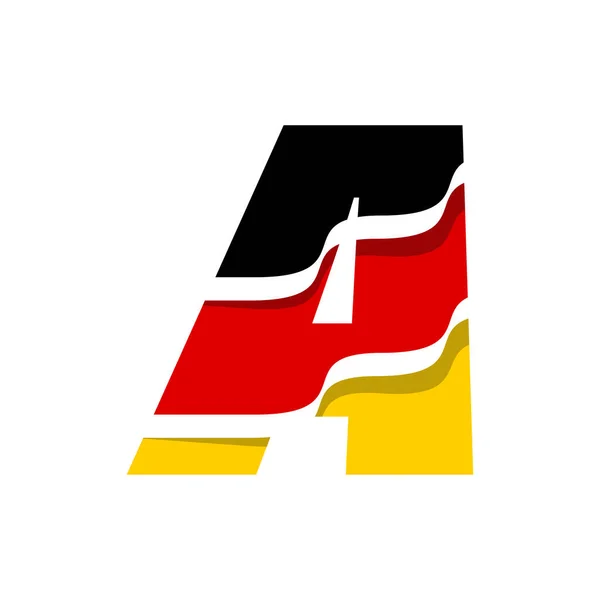 Buchstabe Zeichensymbol Design Vektor Illustration Deutscher Flaggenform Wellenstil — Stockvektor