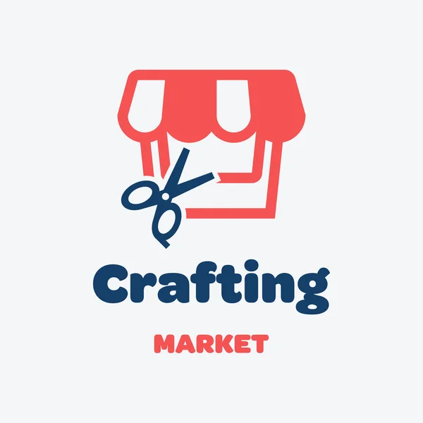 Crafting Market Logo Template Vector Illustration Online Shopping Commerce Business — Stock Vector
