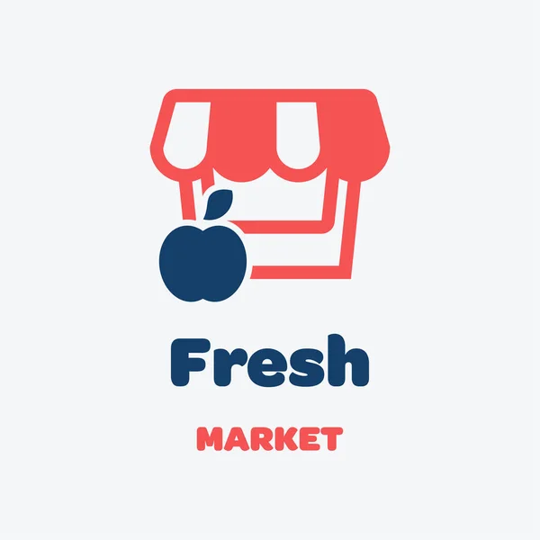 新市场标志的矢量图解 新鲜的苹果市场标志 — 图库矢量图片