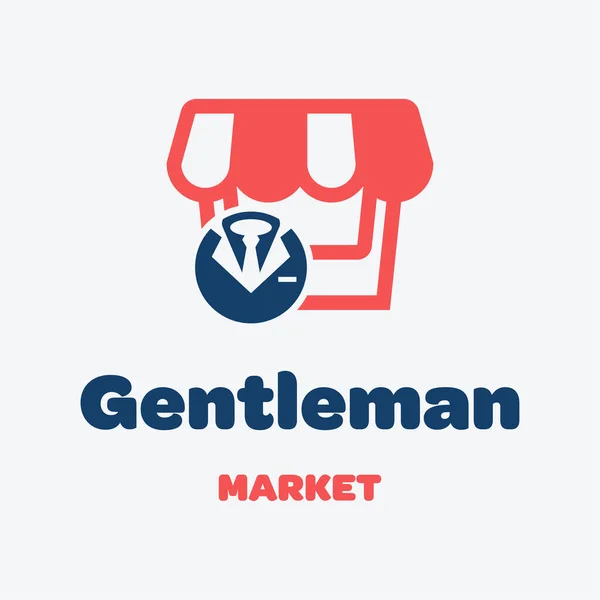 Modello Logo Del Mercato Gentiluomo Illustrazione Vettoriale Acquisti Online Commerce — Vettoriale Stock