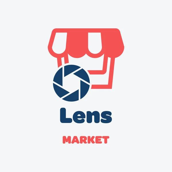 Kombination Marknadens Och Linsens Logotyp Butik Och Lins Symbol Eller — Stock vektor