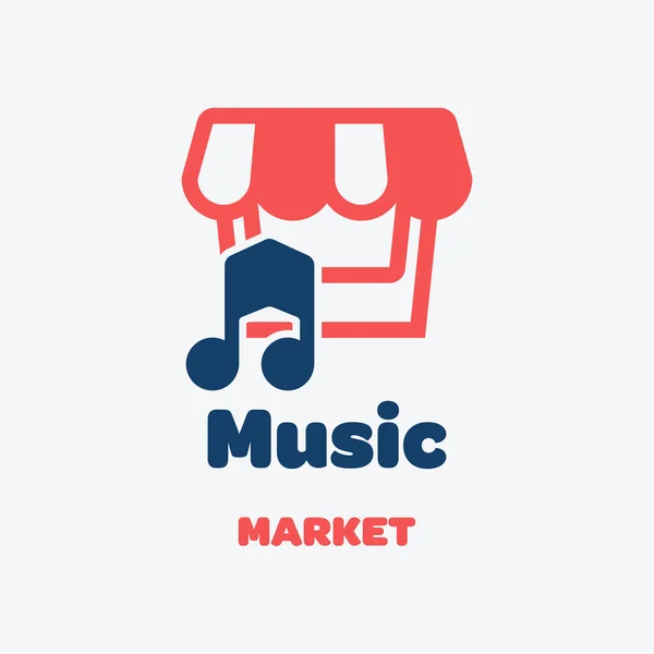 市場と音楽のロゴの組み合わせのベクトル ショップと音楽のシンボルまたはアイコン ユニークな市場とストアのロゴタイプのデザインテンプレート — ストックベクタ