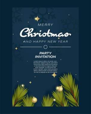 Mutlu Noeller Davetiye Kartı Çam Yaprakları