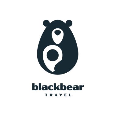 Siyah ayı ve seyahat logosu tasarım vektör grafik simgesi çizim yaratıcı fikir
