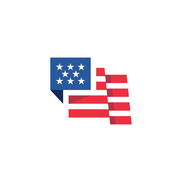 Amerikan bayrak balonu sohbet logosu ve simge tasarım vektörü.