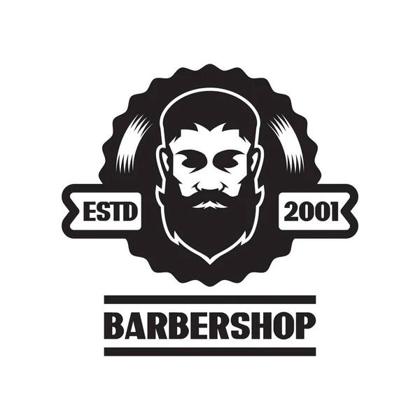 Friseurladen Logo Design Vorlage Vektorillustration Eines Bärtigen Mannes — Stockvektor
