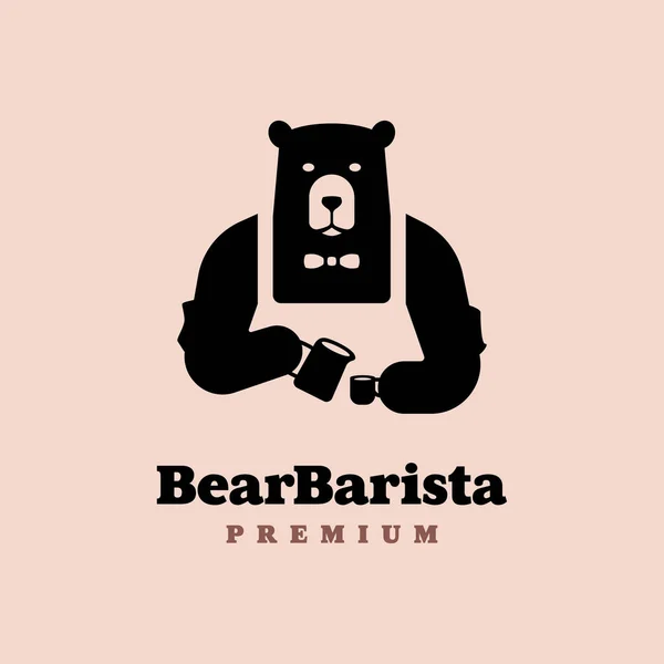 Bear Barista Logo Bear Mug Coffee Vector Illustration Flat Style — Stock Vector