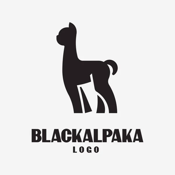 Illustrazione Della Silhouette Vettoriale Dell Icona Del Logo Alpaca Semplice — Vettoriale Stock