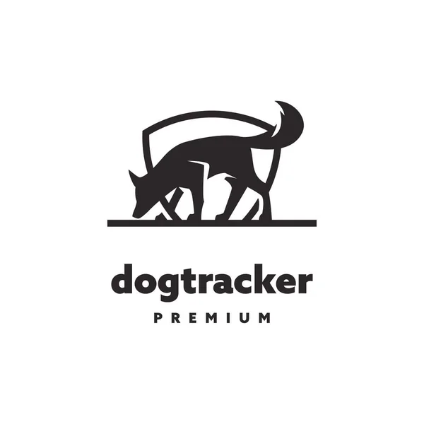 Dog Tracker Λογότυπο Πρότυπο Σχεδιασμό Διάνυσμα Emblem Σχεδιασμός Έννοια Creative — Διανυσματικό Αρχείο