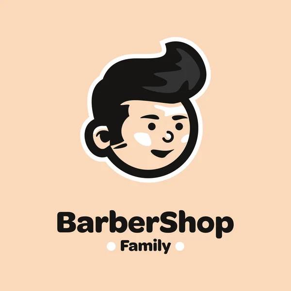 Çocuk Kafası Temalı Vektör Logosu Berber Dükkanı Logoları Için Mükemmel — Stok Vektör