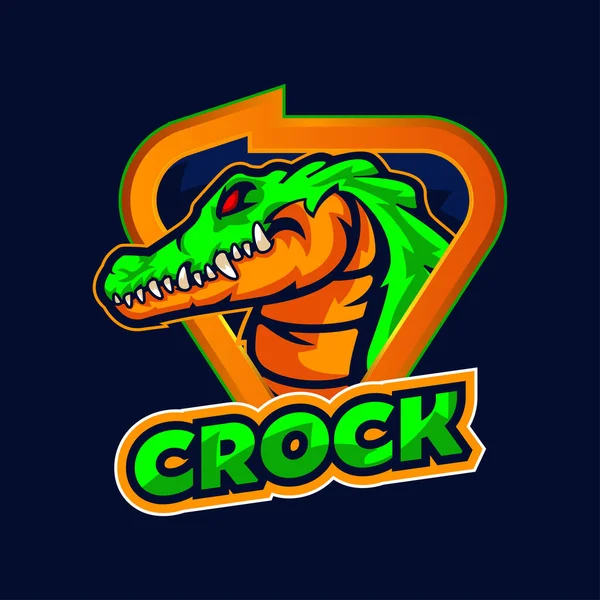 Cocodrilo Mascota Esport Logo Design — Vector de stock