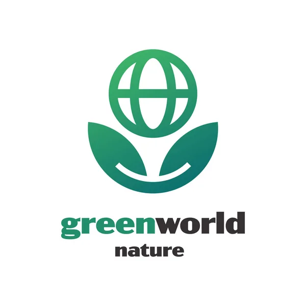 Projekt Logo Zielonej Kuli Ziemskiej Szablonem Ikony Liści Drzew Wektorem — Wektor stockowy