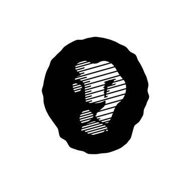 Siyah renkli, kaba ve soyut bir aslan. Çok basit. modern minimalist logo.