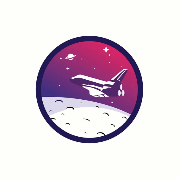 月面スペースシャトルベクトルのロゴとアイコン ベクターイラスト — ストックベクタ