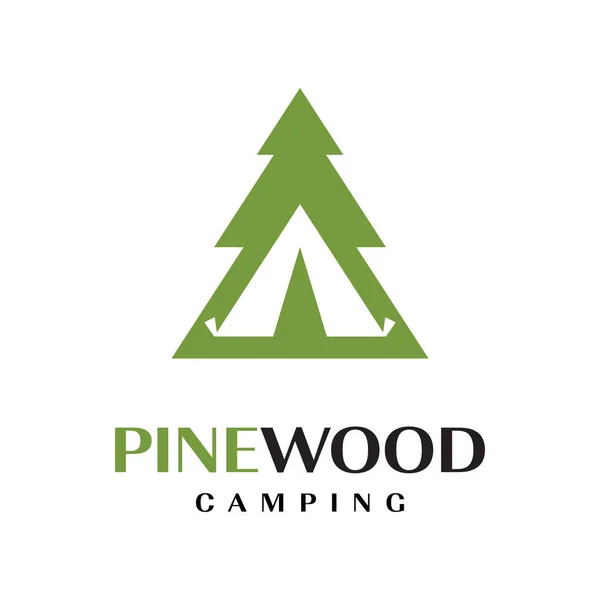 Forest Camping Logo Emblem Vector Illustration Outdoor Adventure Leisure Pine — Stock Vector