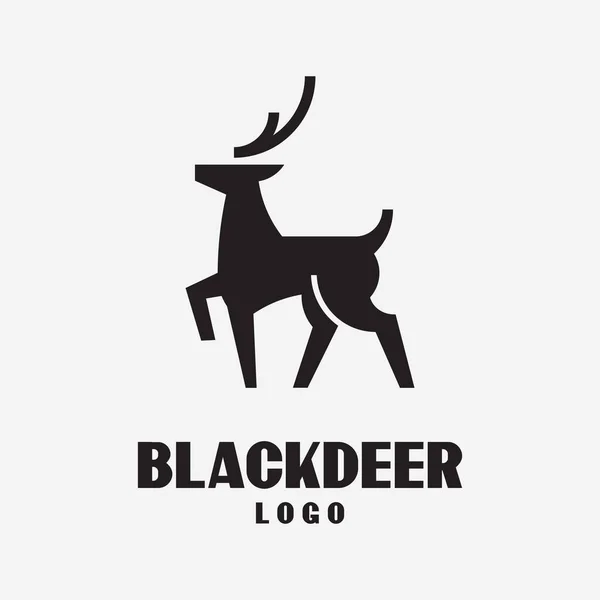 Logo Unico Dei Cervi Neri Utilizzando Illustrazione Vettoriale Sfondo Nero — Vettoriale Stock