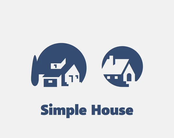 Einfaches Haus Und Mond Mit Negativem Raum Design Vektorlogo Für — Stockvektor