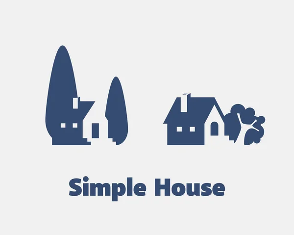 Απλό Σπίτι Και Φεγγάρι Αρνητικό Χώρο Πολύ Κατάλληλο Για Λογότυπο — Διανυσματικό Αρχείο