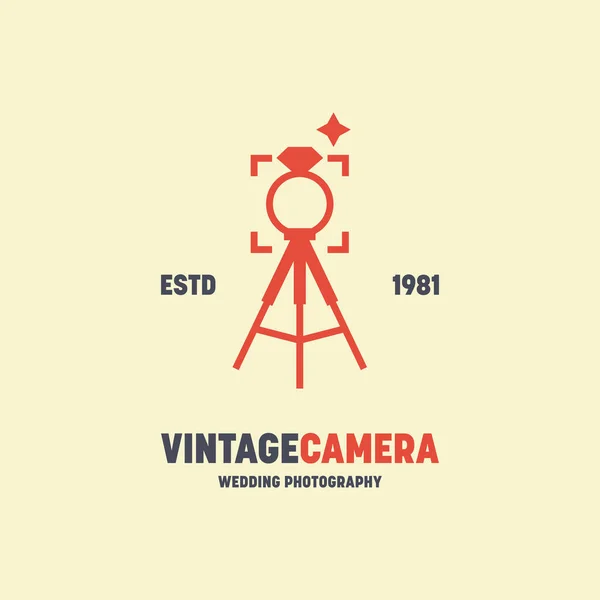 カメラの写真のロゴ ヴィンテージスタイルで 簡単だ 現代のミニマリストロゴ — ストックベクタ
