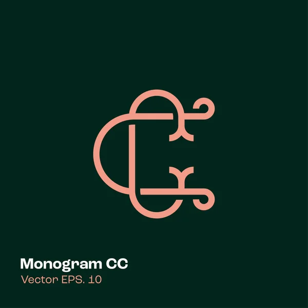 Monogram tasarım CC logo şablonu. Zarif çizgi sanat ikonu. Kartvizit. Vektör illüstrasyonu