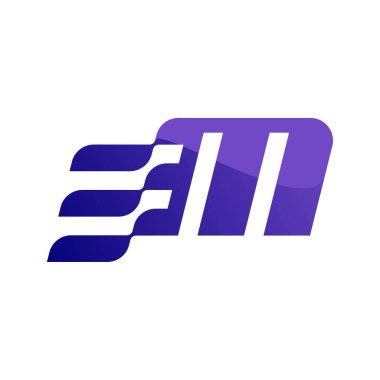 Modern ve gelecekten gelen M harfi logo tasarımı. İş ve teknoloji logosu için uygun