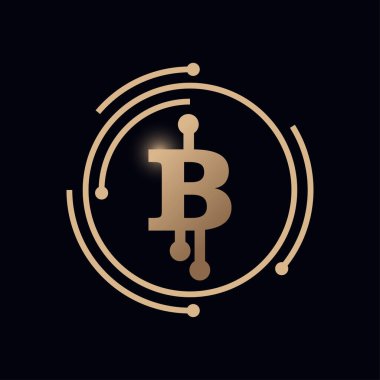 B harfi logo tasarım şablonu. Teknoloji dijital logosu. Çizgiler, çizgiler, çipler, konsept. ağ simgesi, vektör illüstrasyonu