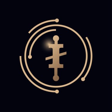 Logo tasarım şablonu. Teknoloji dijital logosu. Çizgiler, çizgiler, çipler, konsept. ağ simgesi, vektör illüstrasyonu