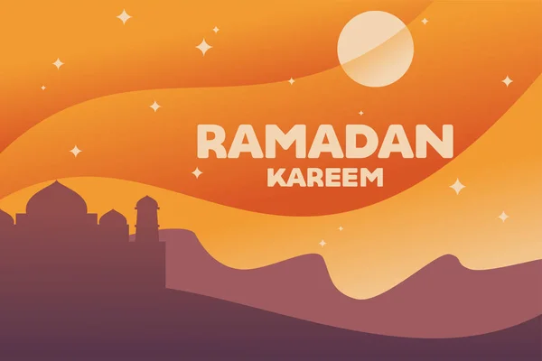 Vintage turuncu ramazan kareem camii çöl gece batımı