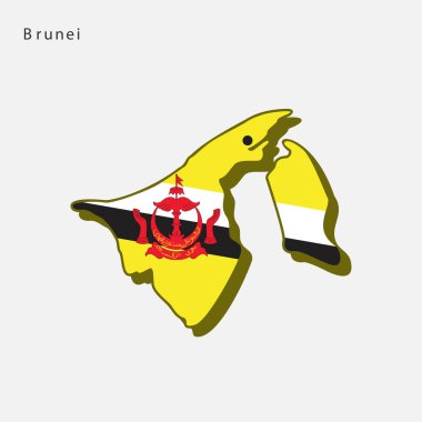 Brunei bayrak şekli haritası. Vektör çizimi. Eps 10