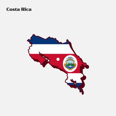 Map of Costa Rica flag shape. Vector illustration. Eps 10