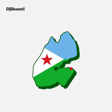 Map of Djibouti flag shape. Vector illustration. Eps 10
