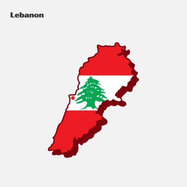 Lübnan 'ın Batı Asya Ülke Bayrağı Bilgi Haritası
