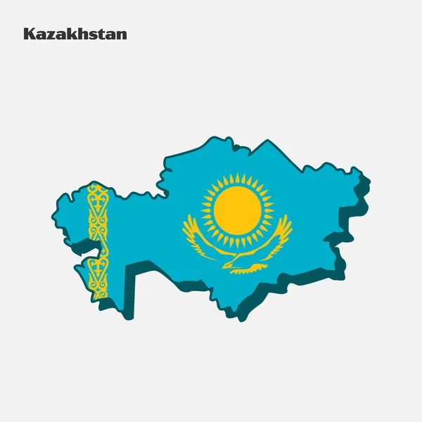 Kazakhstan Asia Country Flag Map Infographic — Stock Vector