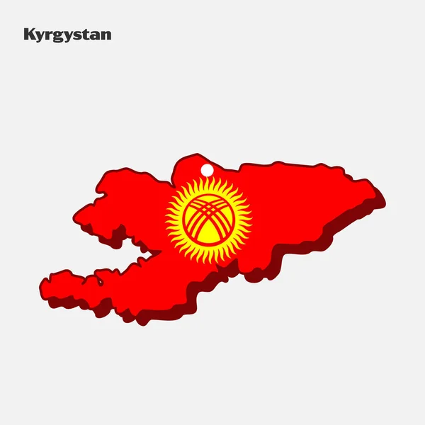 Mapa Bandeira País Ásia Central Quirguistão Infográfico — Vetor de Stock