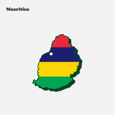 Mauritius bayrağının haritası. Vektör çizimi. Eps 10