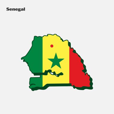 Senegal bayrak şekli haritası. Vektör çizimi. Eps 10