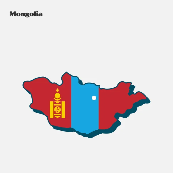 Mapa Tvaru Vlajky Mongolska Vektorová Ilustrace Eps — Stockový vektor