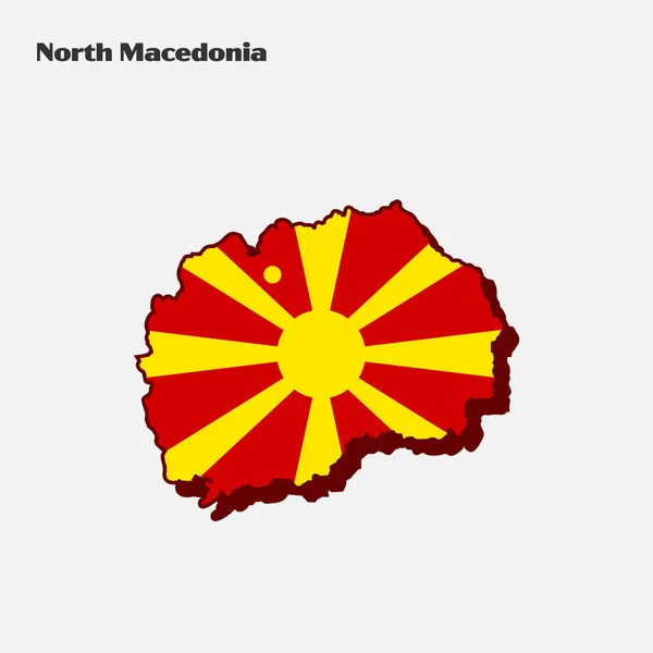 Map North Macedonia Flag Shape Vector Illustration Eps — Stock Vector